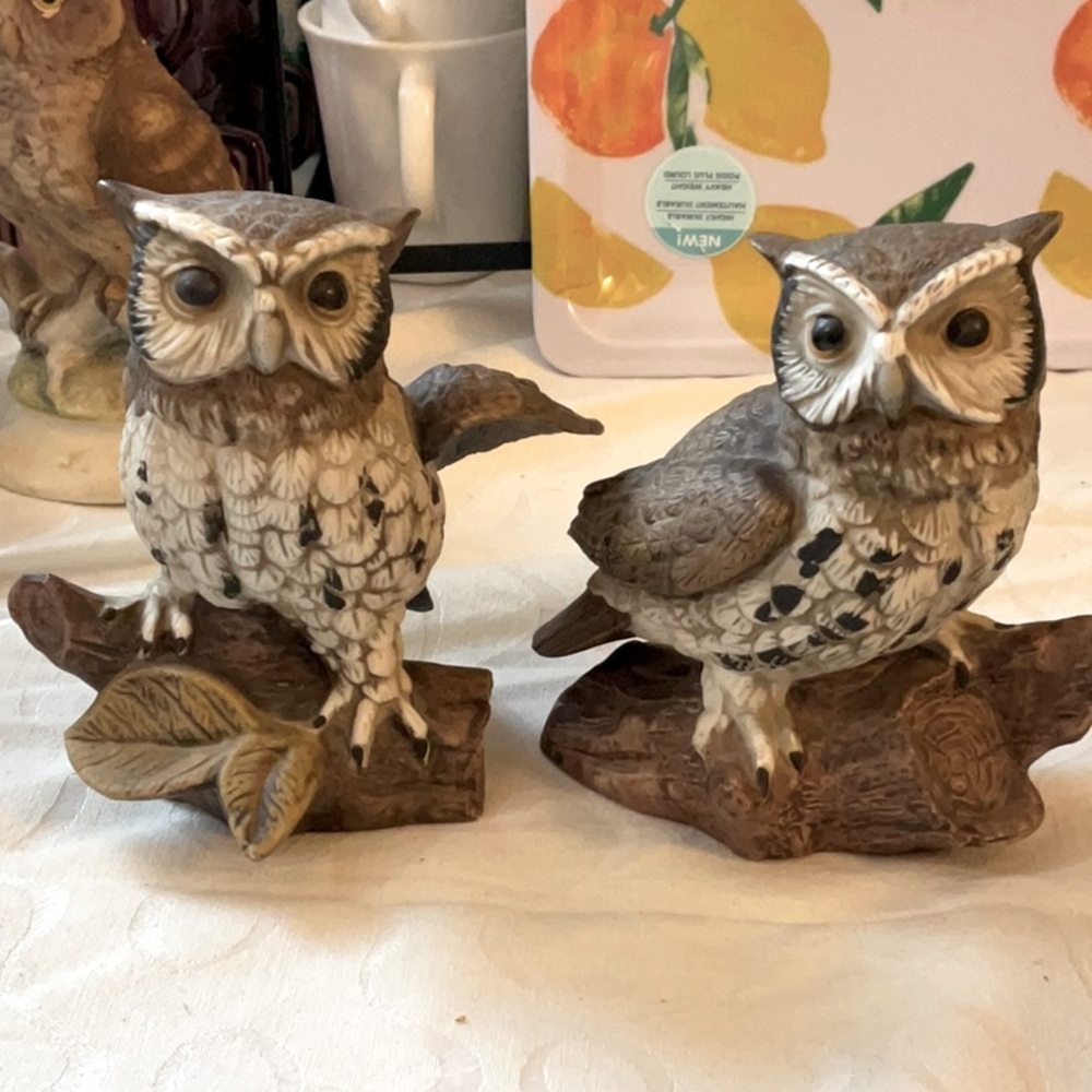 Set of 2 vintage Japan owl figurines